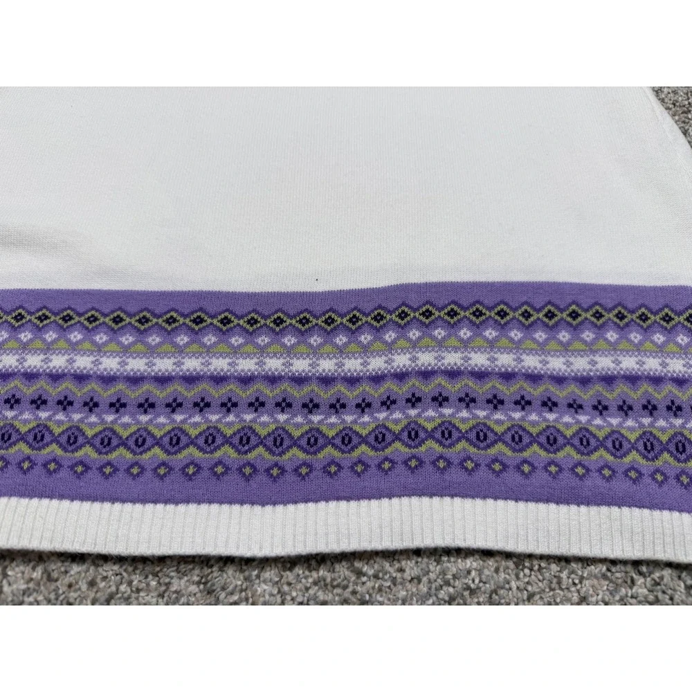 Gymboree Sweater Dress Fair Isle Cotton 6 White Purple Ruffle Flutter Sleeve
